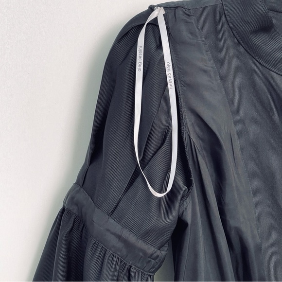 Oleg Cassini Cardigan Buttoned  Lined Trench Coat Dress Jacket Ribbed Satin - Picture 10 of 14